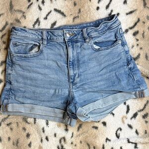 American Eagle Outfitters Light Blue Rolled-Hem Denim Shorts